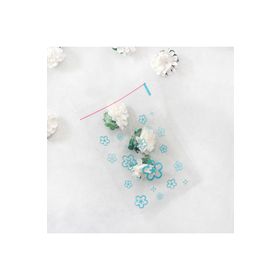 Bimotif Mavi Çiçek Desenli Bantlı 10x15 cm 100 Adet Şeffaf Poşet
