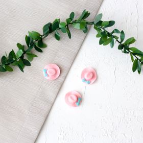 Bimotif Minyatür Şapka 3 Adet Pembe Süs