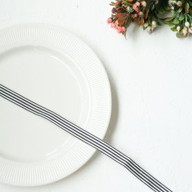 Bimotif Siyah Beyaz Çizgili 10 m 15 mm Tafta Kurdele