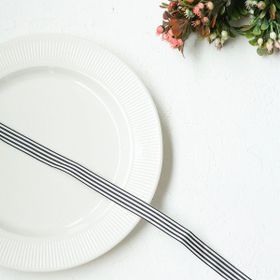 Bimotif Siyah Beyaz Çizgili 10 m 15 mm Tafta Kurdele