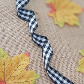 Bimotif Siyah Beyaz Çizgili 5 m 25 mm Pötikare Kurdele
