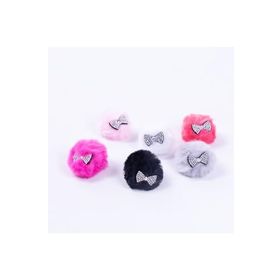 Bimotif Taşlı Ponpon Pembe Saç Tokası