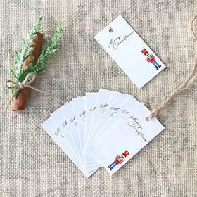 Bimotif Yılbaşı Fındıkkıran Figürlü Kırmızı Beyaz 10 Adet 3.5x7 cm Dikdörtgen Etiket
