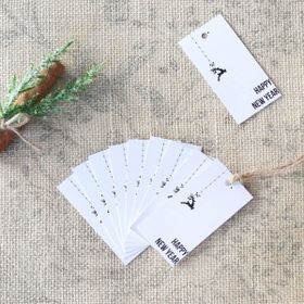 Bimotif Yılbaşı Happy New Year Beyaz 10 Adet 3.5x7 cm Dikdörtgen Etiket