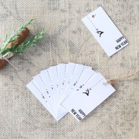 Bimotif Yılbaşı Happy New Year Beyaz 10 Adet 3.5x7 cm Dikdörtgen Etiket