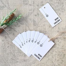 Bimotif Yılbaşı Merry Christmas Beyaz 10 Adet 3.5x7 cm Dikdörtgen Etiket