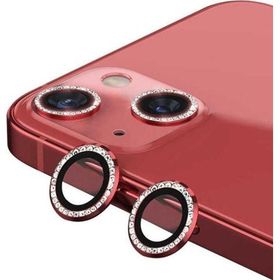 Binano iPhone 11-12-12 Mini Taşlı Kırmızı Kamera Koruyucu
