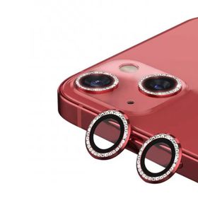 Binano iPhone 11-12-12 Mini Taşlı Kırmızı Kamera Koruyucu