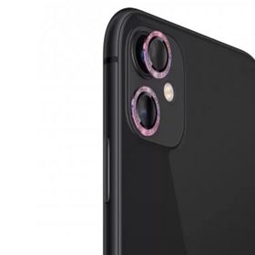 Binano iPhone 11-12-12 Mini Taşlı Pembe Kamera Koruyucu
