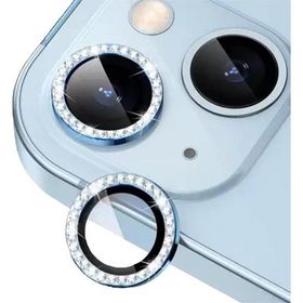 Binano iPhone 13 13 Mini Taşlı Mavi Kamera Koruyucu