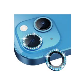 Binano iPhone 13 13 Mini Taşlı Mavi Kamera Koruyucu