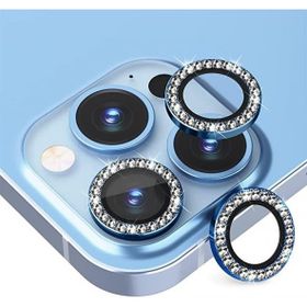 Binano iPhone 13 13 Mini Taşlı Mavi Kamera Koruyucu