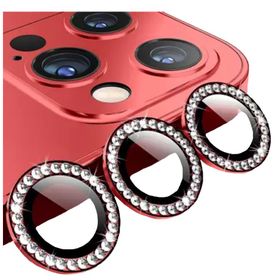 Binano iPhone 13 Pro 13 Pro Max Taşlı Kırmızı Kamera Koruyucu