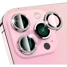 Binano iPhone 13 Pro 13 Pro Max Taşlı Pembe Kamera Koruyucu