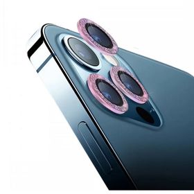 Binano iPhone 13 Pro 13 Pro Max Taşlı Pembe Kamera Koruyucu