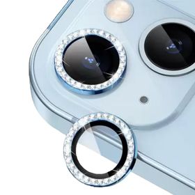Binano iPhone 14 14 Plus Taşlı Deniz Mavisi Kamera Koruyucu