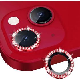 Binano iPhone 14-14 Plus Taşlı Kırmızı Kamera Koruyucu