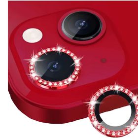 Binano iPhone 14-14 Plus Taşlı Kırmızı Kamera Koruyucu