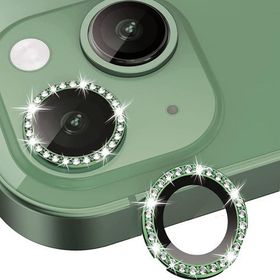 Binano iPhone 14-14 Plus Taşlı Koyu Yeşil Kamera Koruyucu