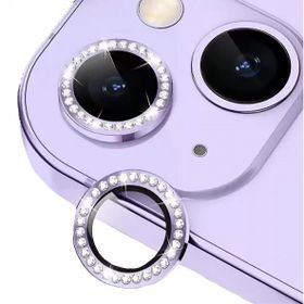Binano iPhone 14-14 Plus Taşlı Mor Kamera Koruyucu
