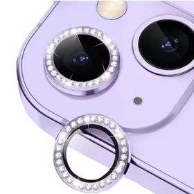 Binano iPhone 14-14 Plus Taşlı Mor Kamera Koruyucu