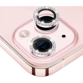 Binano iPhone 14-14 Plus Taşlı Pembe Kamera Koruyucu