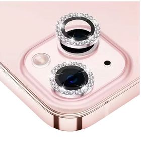 Binano iPhone 14-14 Plus Taşlı Pembe Kamera Koruyucu