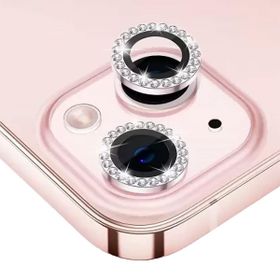 Binano iPhone 14-14 Plus Taşlı Pembe Kamera Koruyucu