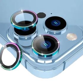 Binano iPhone 14 Pro 14 Pro Max Taşlı Gökkuşağı Kamera Koruyucu