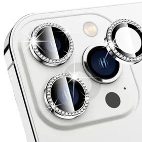 Binano iPhone 14 Pro 14 Pro Max Taşlı Gümüş Kamera Koruyucu
