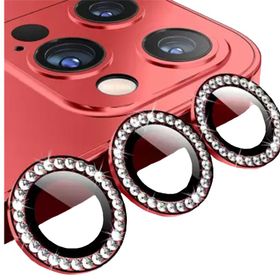 Binano iPhone 14 Pro 14 Pro Max Taşlı Kırmızı Kamera Koruyucu