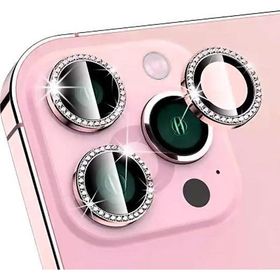 Binano iPhone 14 Pro 14 Pro Max Taşlı Pembe Kamera Koruyucu