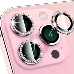Binano iPhone 14 Pro 14 Pro Max Taşlı Pembe Kamera Koruyucu