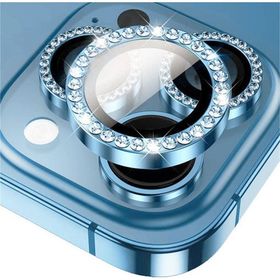 Binano iPhone 15-15 Plus Taşlı Deniz Mavisi Kamera Koruyucu