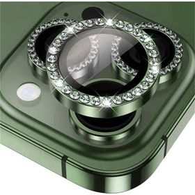 Binano iPhone 15-15 Plus Taşlı Koyu Yeşil Kamera Koruyucu