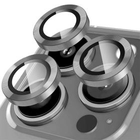 Binano iPhone 15 Pro-15 Pro Max Metal Ring Gri Kamera Koruyucu