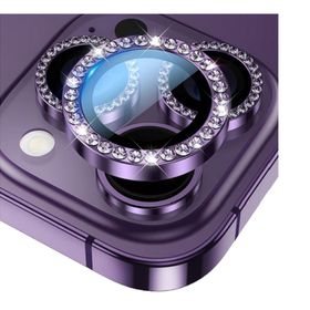 Binano iPhone 15 Pro-15 Pro Max Taşlı Mor Kamera Koruyucu