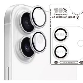 Binano iPhone 16 16 Plus Bi Metal Ring Gümüş Kamera Koruyucu