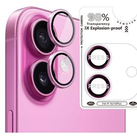 Binano iPhone 16 16 Plus Bi Metal Ring Pembe Kamera Koruyucu