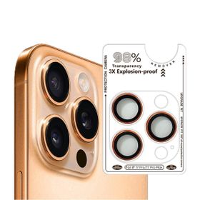 Binano iPhone 17 Pro-17 Pro Max-16 Pro-16 Pro Max Safir Turuncu Kamera Koruyucu