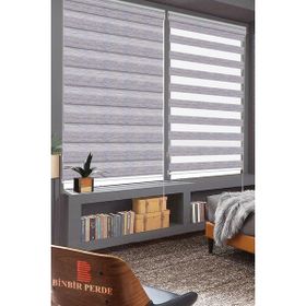 Binbir Perde Gri Beyaz Kırçıllı Zebra 110x200 cm Stor Perde