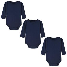 BINIDUCKLING Lacivert 3'lü Paket Uzun Kollu Kız Çocuk Bodysuit