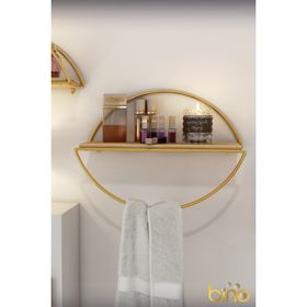Bino Masif Altın Gold Paslanmaz Mutfak Banyo Altın Elips Kitaplık Demonte Duvar Rafı