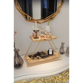 Bino Üçgen Masif Paslanmaz Altın Gold Masa Servis Rafı Demonte Mutfak Banyo Düzenleyici