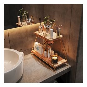 Bino Üçgen Masif Paslanmaz Altın Gold Masa Servis Rafı Demonte Mutfak Banyo Düzenleyici
