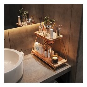 Bino Üçgen Masif Paslanmaz Altın Gold Masa Servis Rafı Demonte Mutfak Banyo Düzenleyici