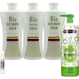 Bio Keratin Gold 3'lü Set Brezilya Fönü Kalıcı Saç Düzleştirici Keratin + Morfose Biotin 1000 ml Şampuan