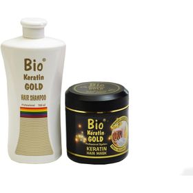 Bio Keratin Gold 700 ml Tuzsuz Şampuan + Yoğun Onarıcı 500 ml Saç Bakım Maskesi