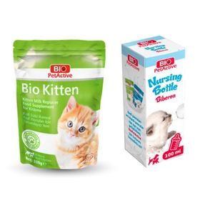 Bio PetActive Kitten Milk Powder 200 gr Yavru Kedi Süt Tozu + Nunbell 100 ml Kedi Köpek Biberonu
