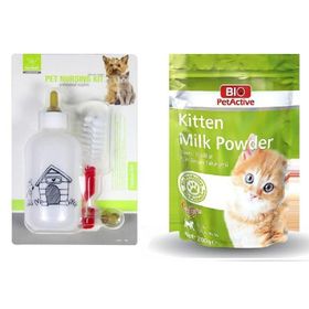 Bio PetActive Kitten Milk Powder 200 gr Yavru Kedi Süt Tozu + Nunbell 100 ml Kedi Köpek Biberonu